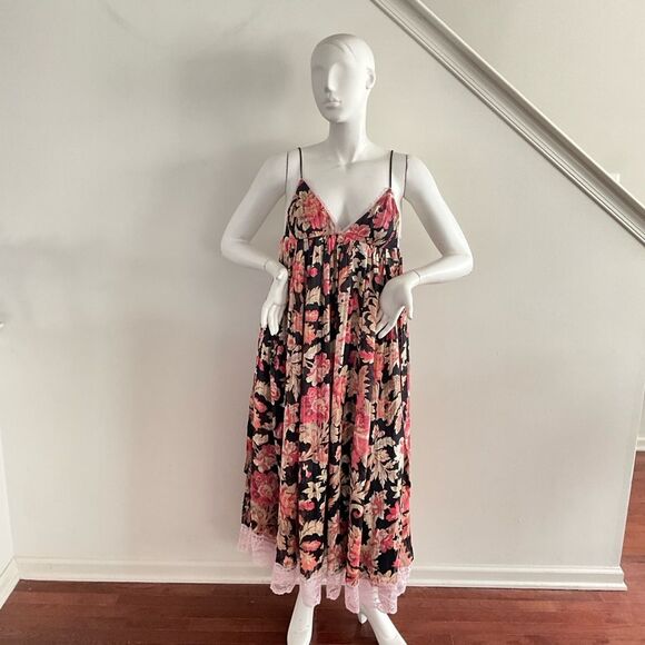 New Free People Printed Primmy Midi Dress Floral Low Back M - Picture 12 of 14